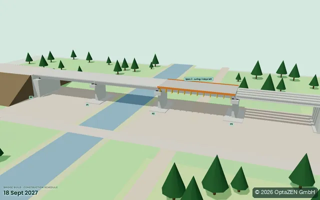3D view: construction schedule of a motorway bridge
